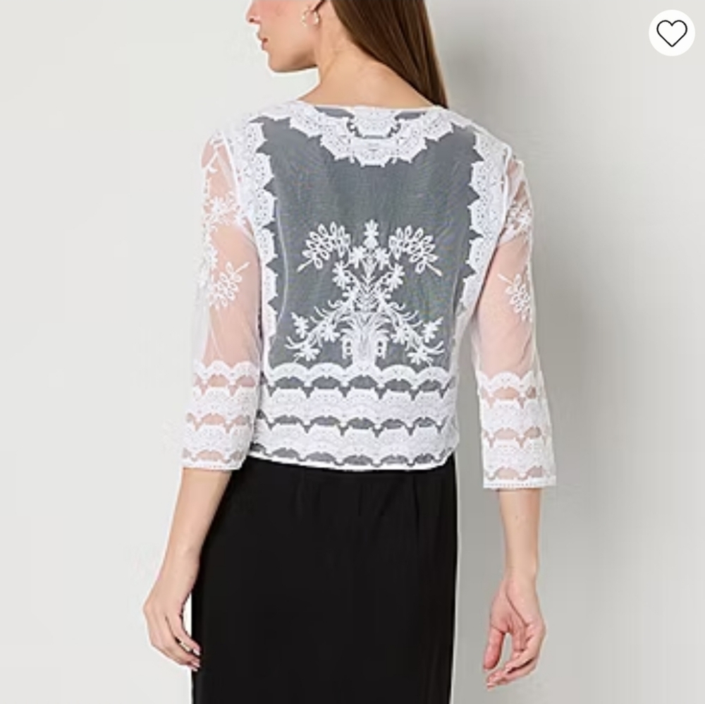 NWT Rabbit Rabbit Rabbit Design Sheer Lace Shrug Top Size M - Picture 13 of 13